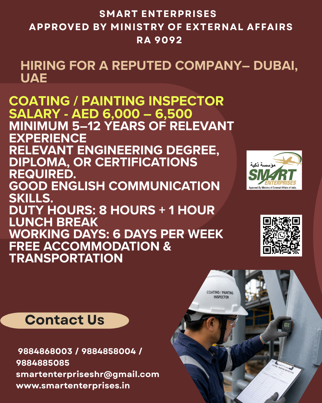 Coatinsalg / Painting Inspector — smartenterpriseshr@gmail.com, UAE, UAE