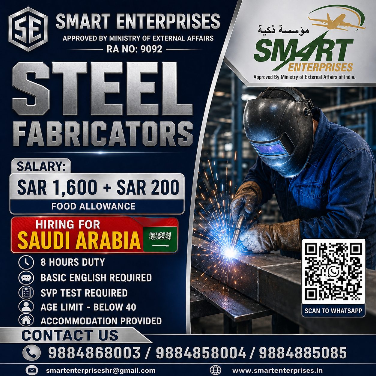 STEEL FABRICATORS — smartenterpriseshr@gmail.com, SAUDI ARABIA, SAUDI ARABIA