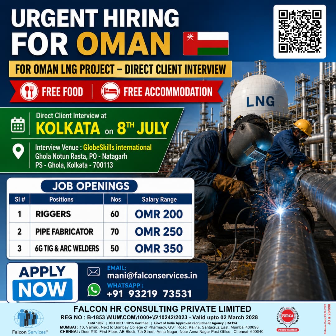 Urgent Hiring for Oman LNG Project