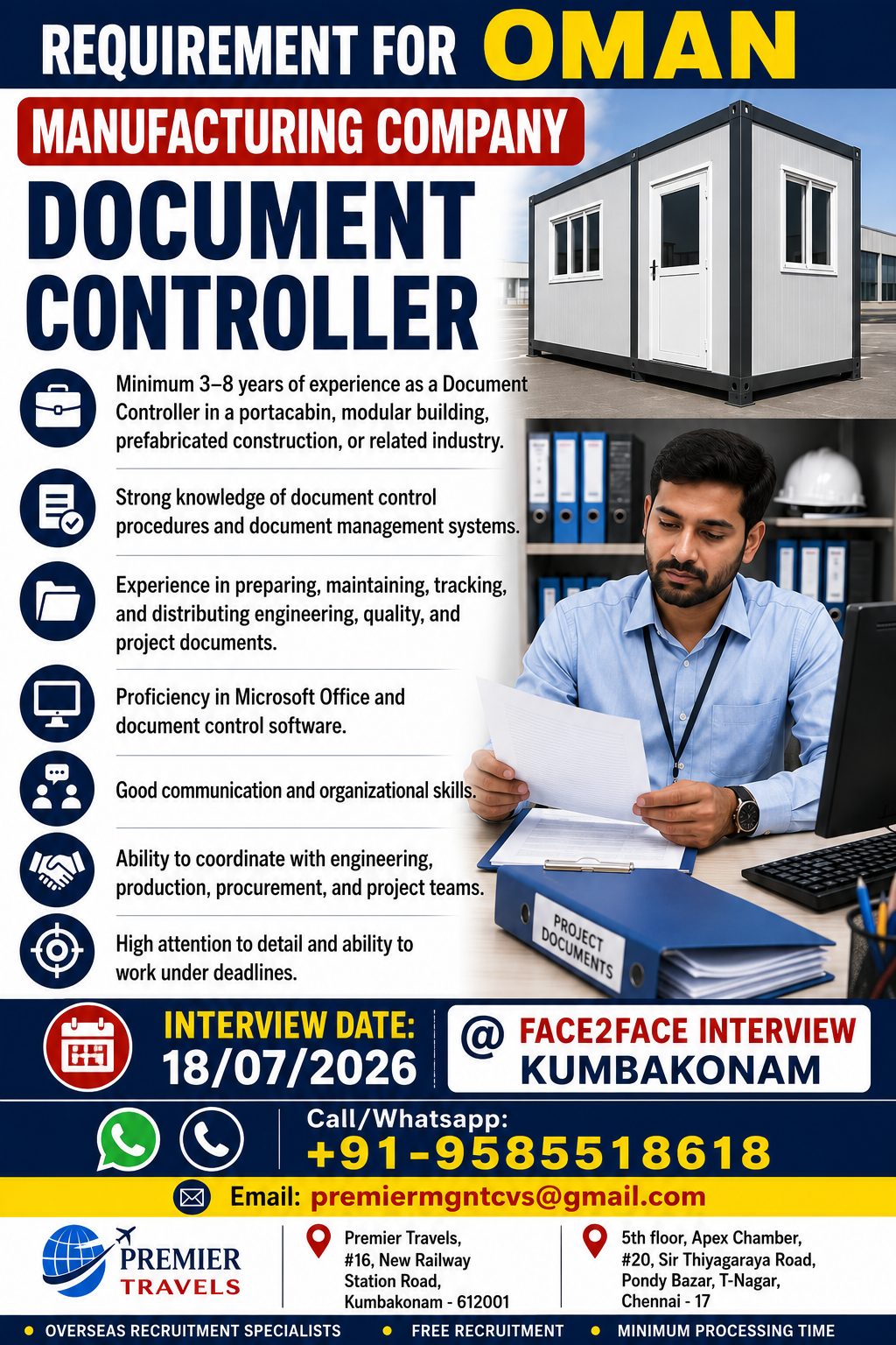 Document Controller — Premier Travels, OMAN, OMAN