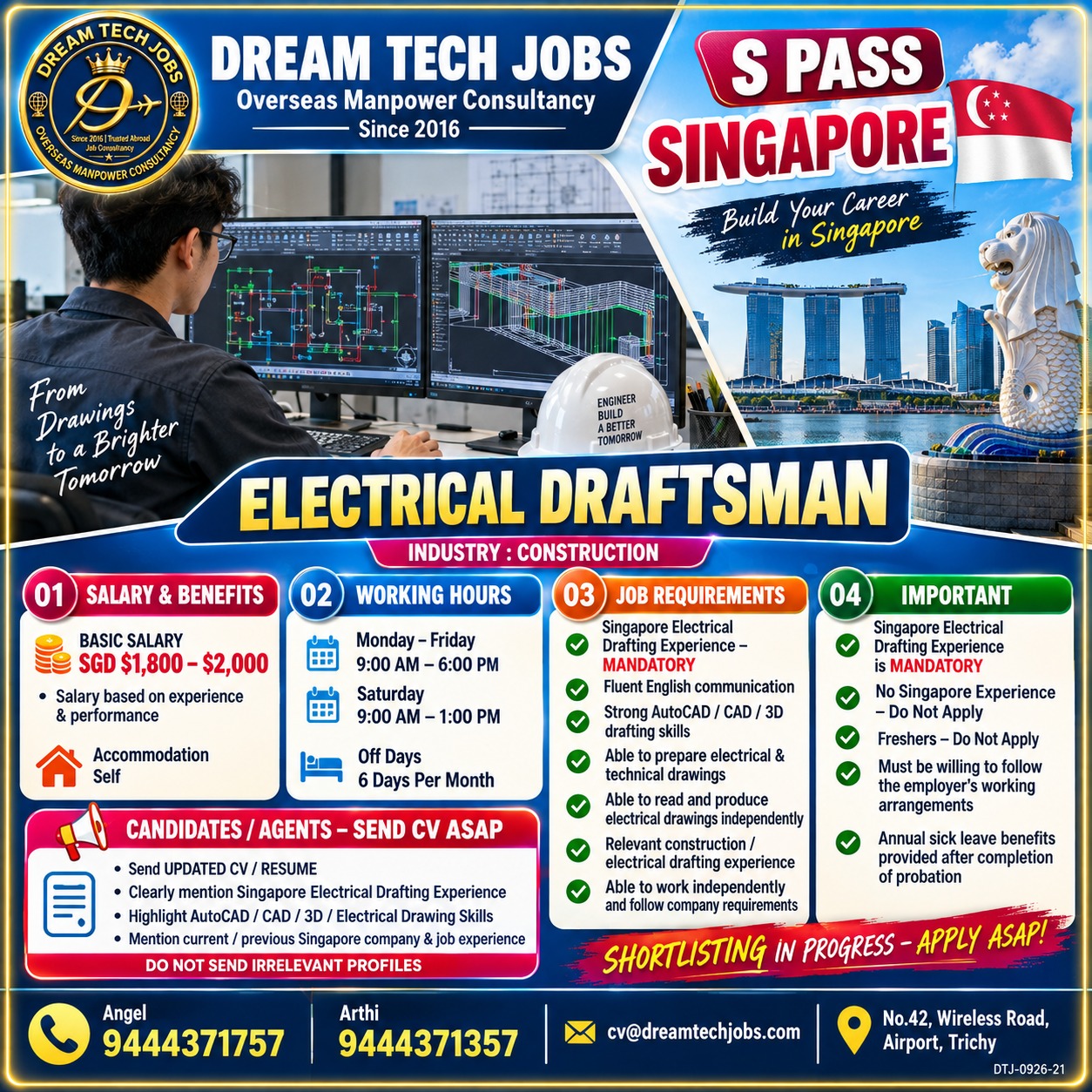 Electrical Draftsman — DREAM TECH JOBS -TRICHY, Singapore