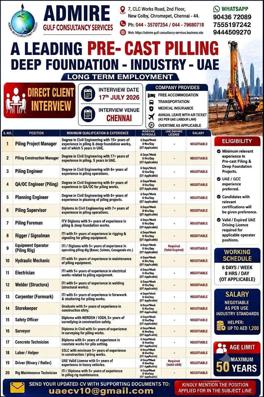 A Leading Pre-Cast Pilling Deep Foundation Industry - UAE — admire gulf consultancy services, UAE