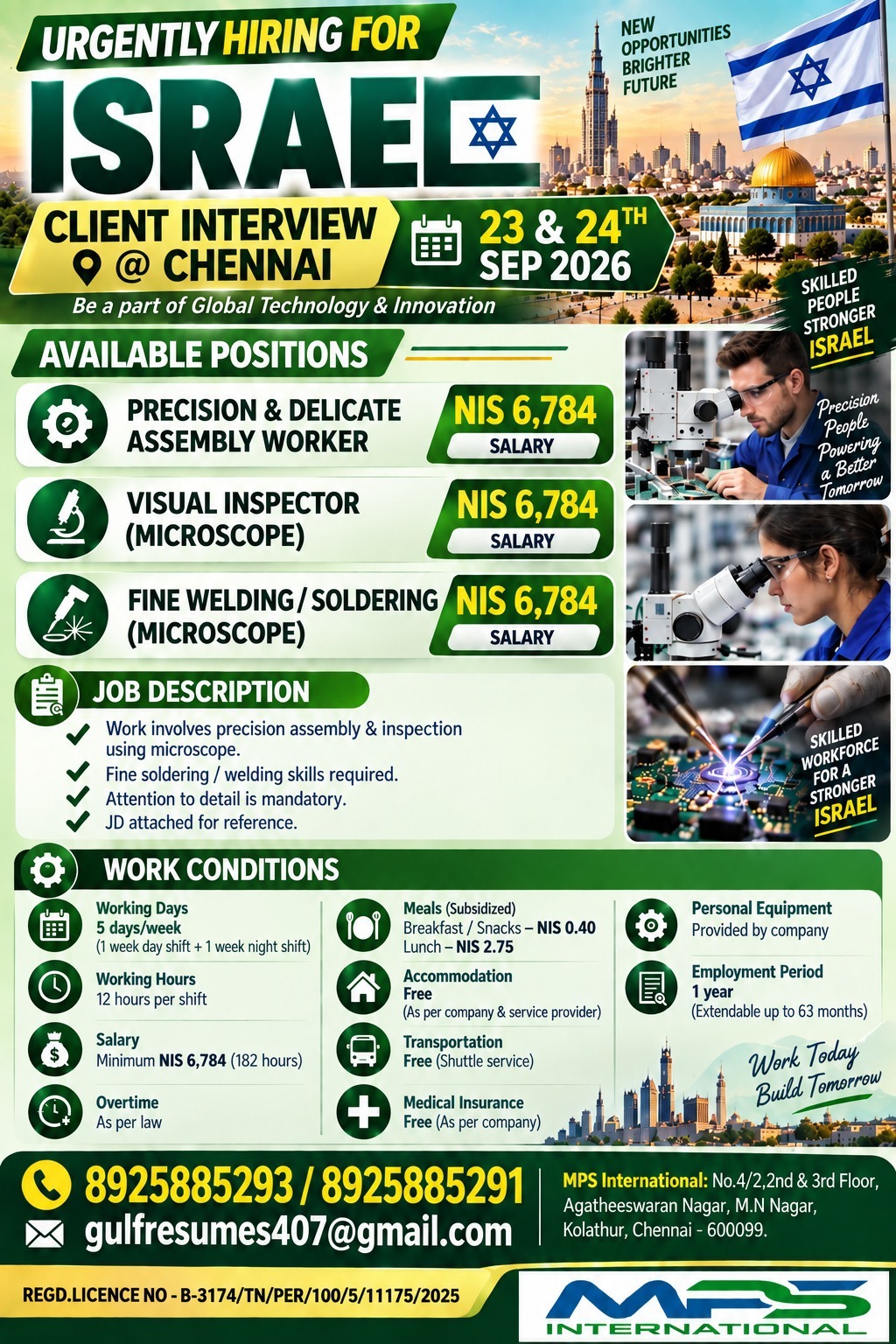 Urgently Hiring for Israel