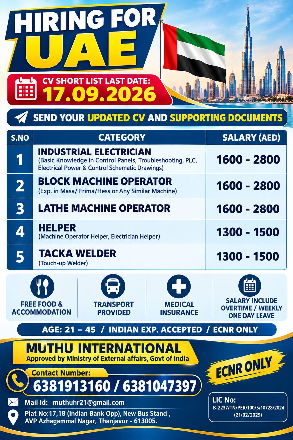 Hiring for UAE...........
