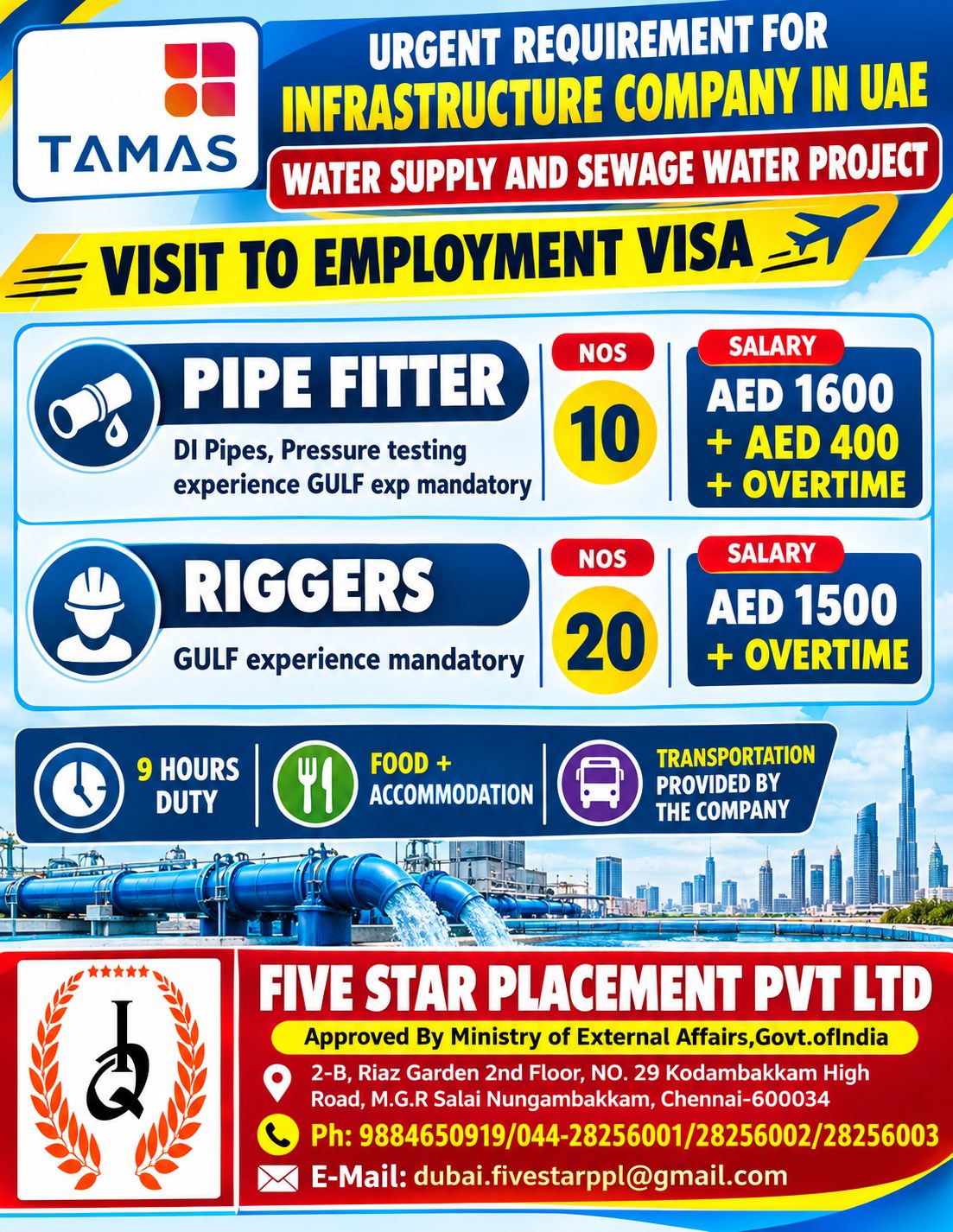 PIPE FITTER ,RIGGERS -UAE