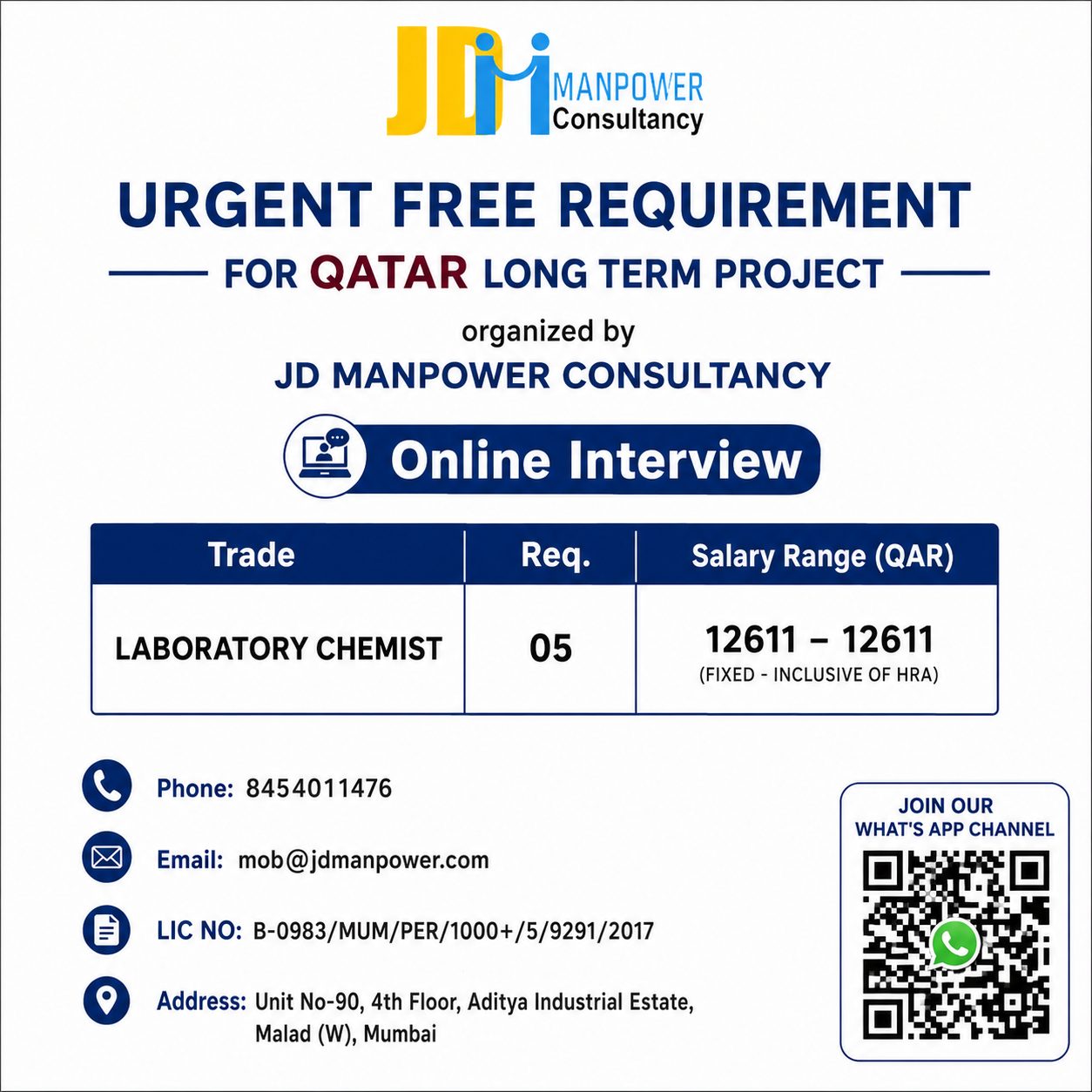 Urgent Free Requirement for Qatar Long Term Project