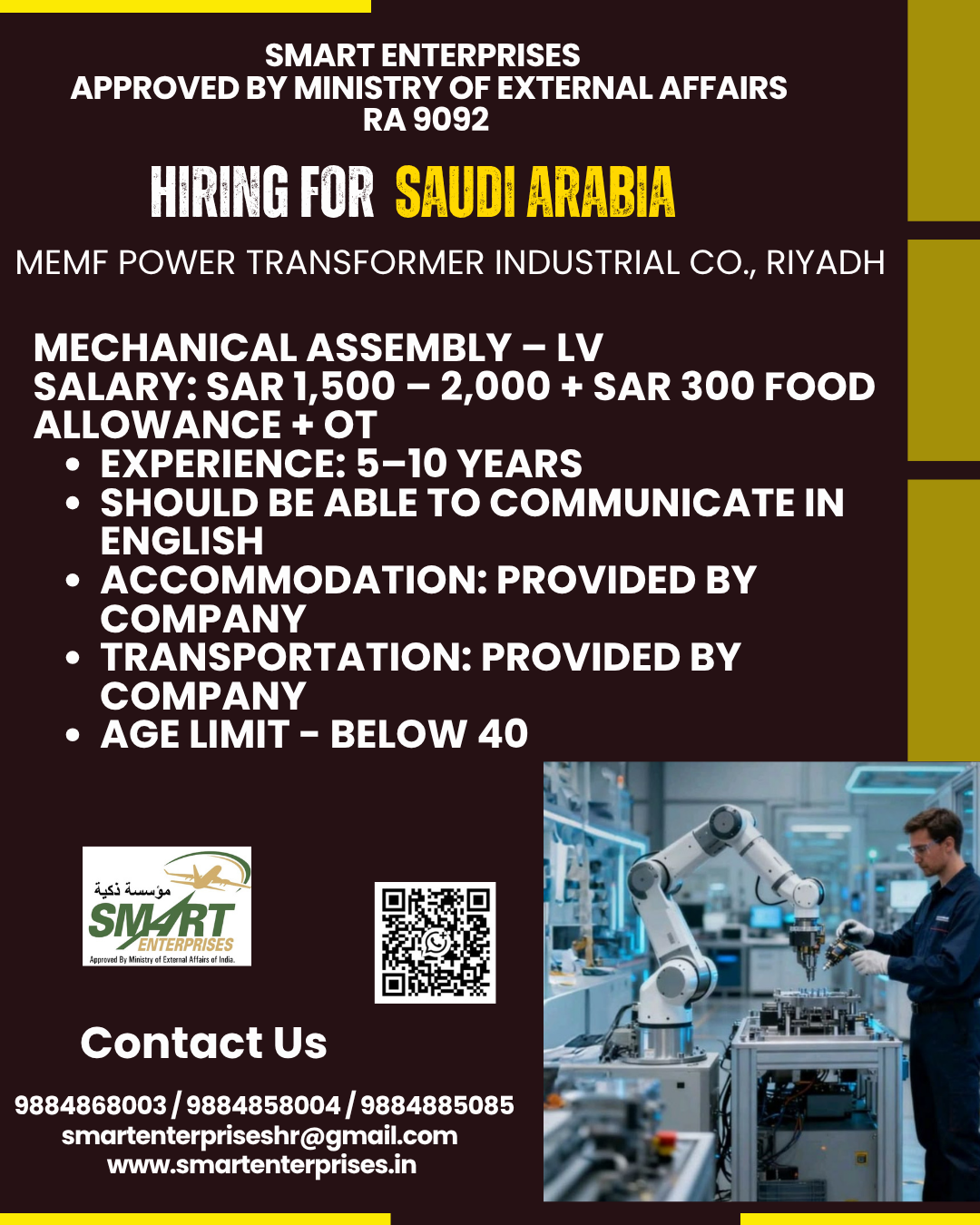 Mechanical Assembly – LV — smartenterpriseshr@gmail.com, SAUDI ARABIA, SAUDI ARABIA