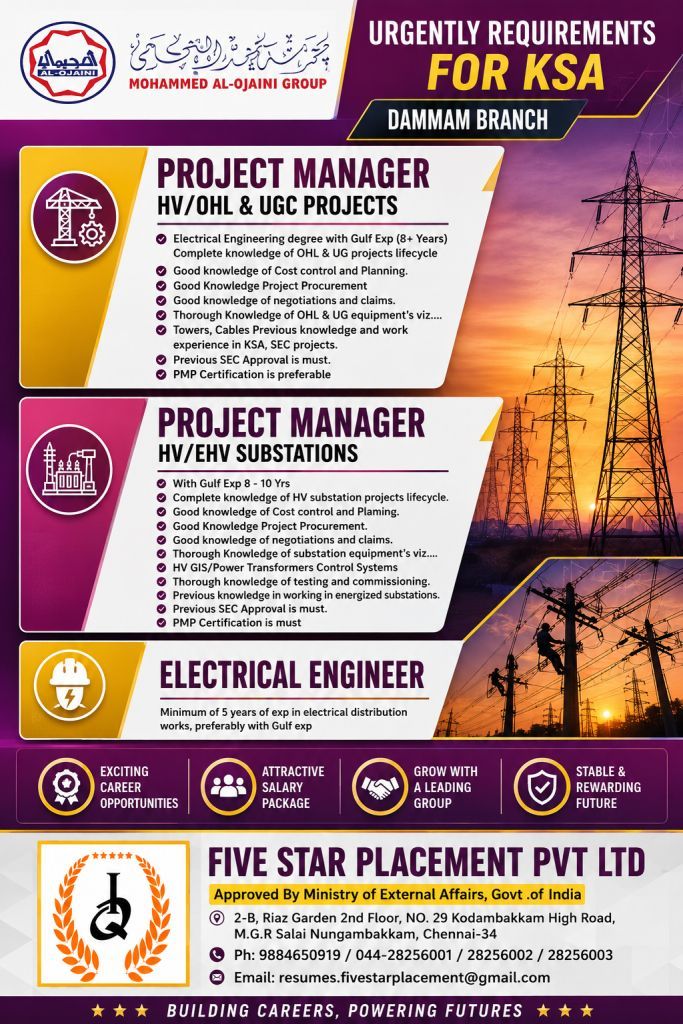 URGENT REQUIREMENTS FOR ALOJIMI MAKKAH SAUDI ARABIA — Five Star Placement Pvt Ltd, SAUDI ARABIA, SAUDI ARABIA