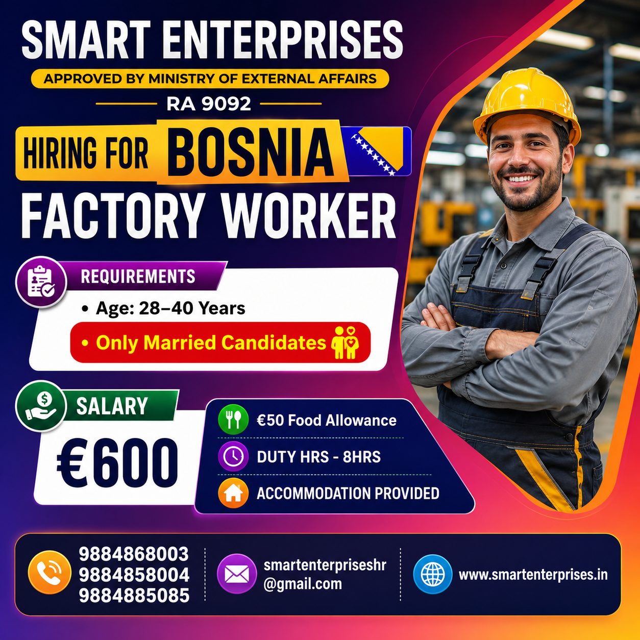 Factory Worker — smartenterpriseshr@gmail.com, BOSNIA, BOSNIA