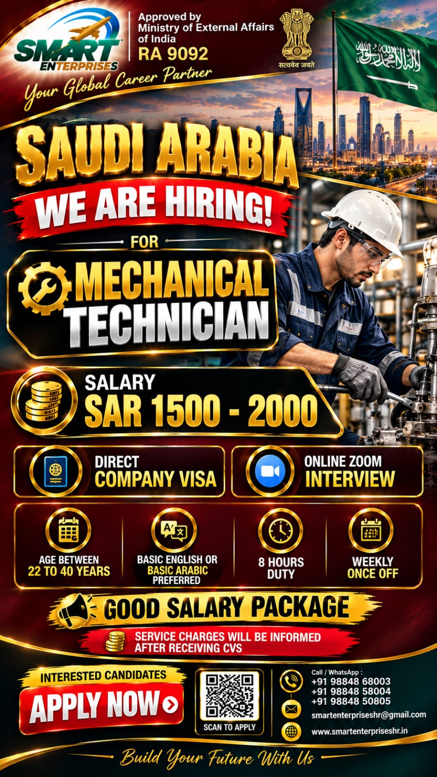 MECHANICAL TECHNICIAN FOR SINGAPORE