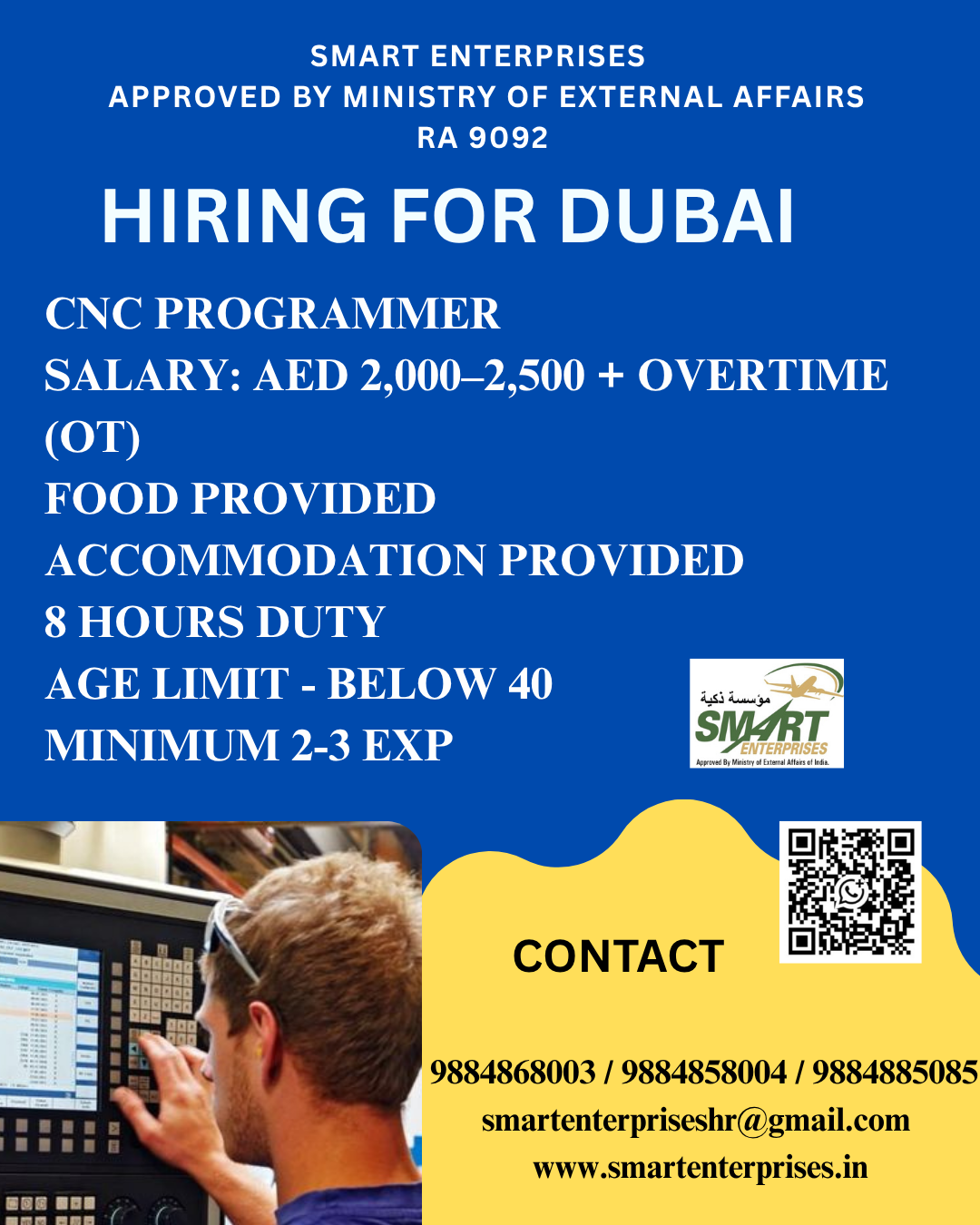 CNC Programmer — smartenterpriseshr@gmail.com, DUBAI