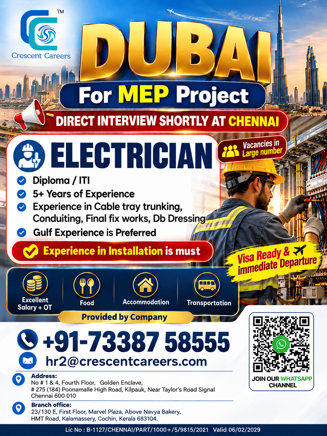 Electrician for MEP Project — Crescent Careers, United Arab Emirates, United Arab Emirates