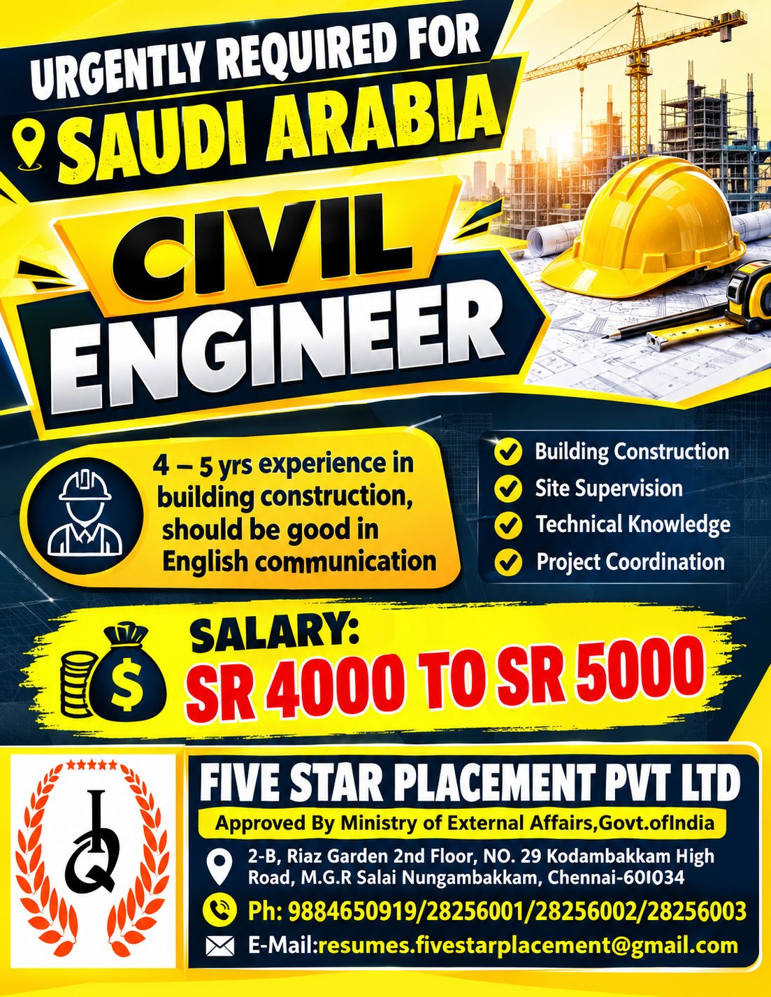 CIVIL ENGINEER - SAUDI ARABIA