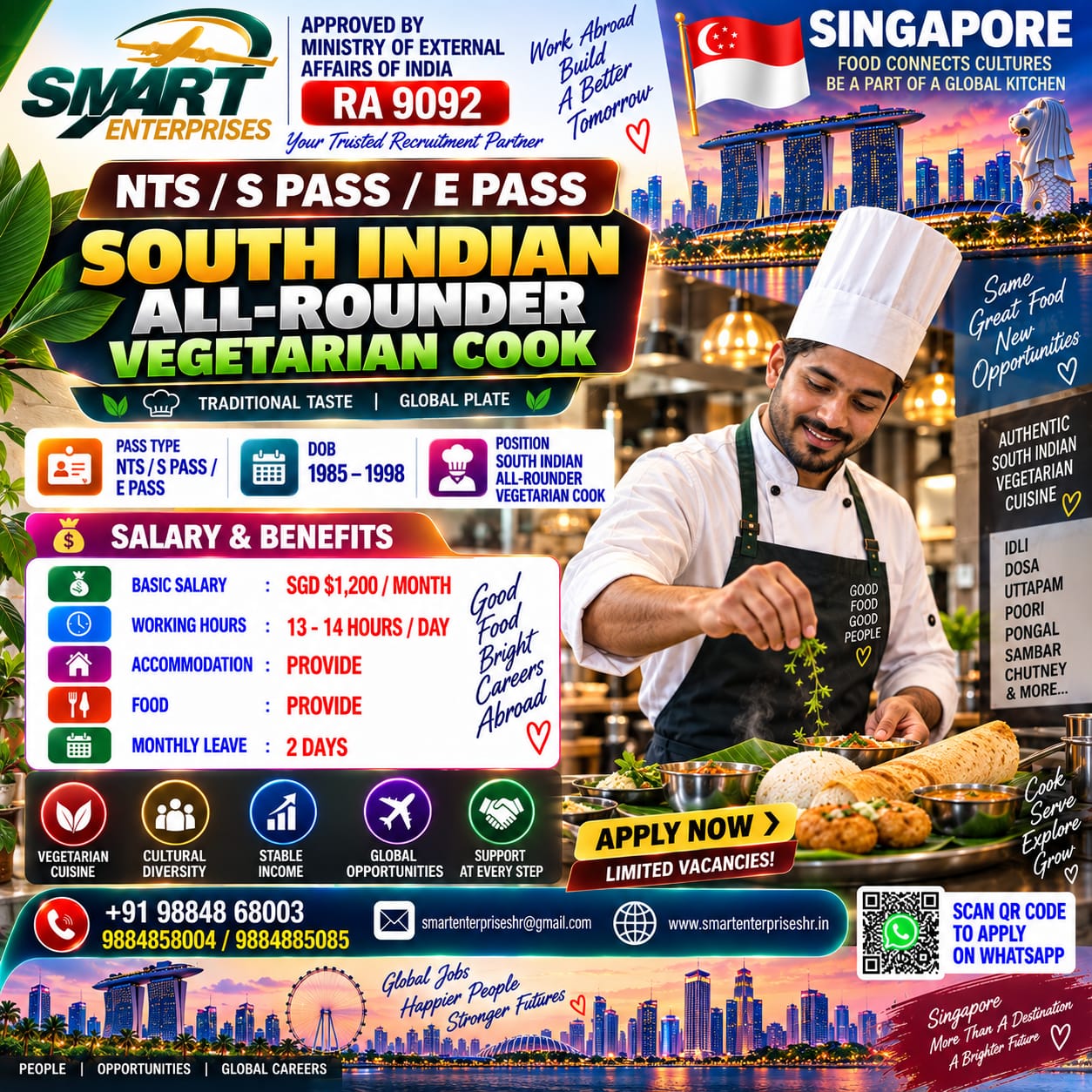 SOUTH INDIAN VEGETARIAN COOK (ALL ROUNDER)