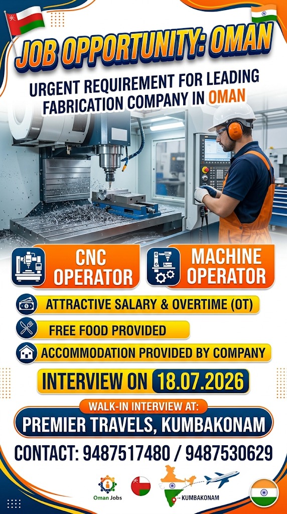CNC OPERATORS — Premier Travels, oman, oman