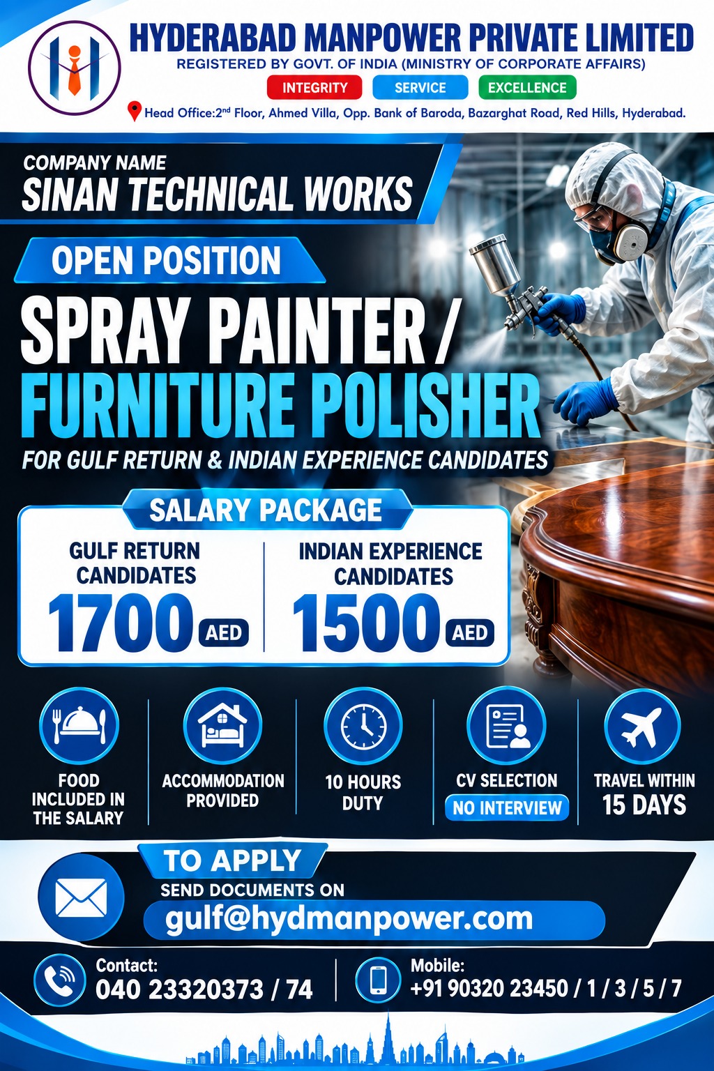 Hiring Furnisher Spray Painter for UAE