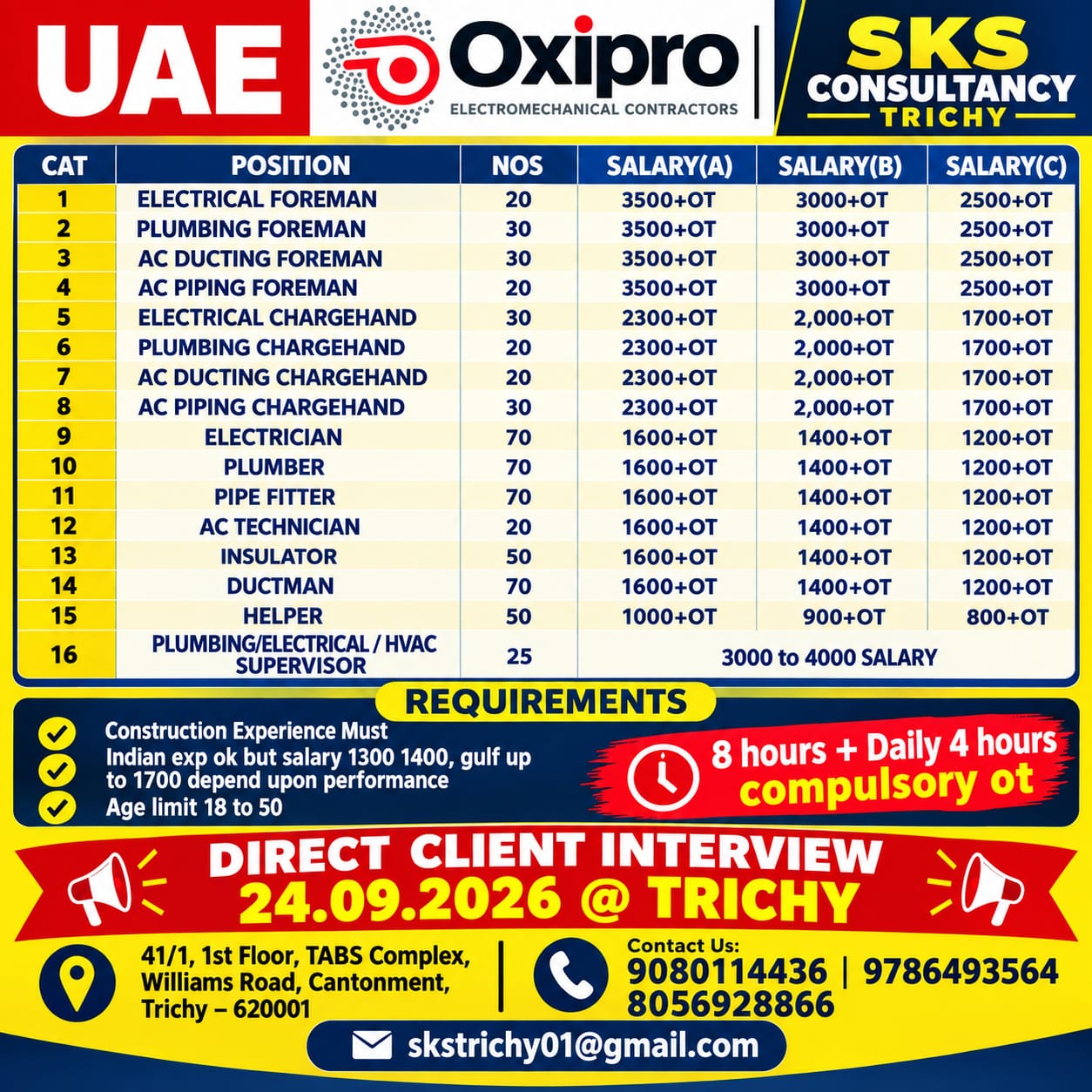 ELECTRICAL / PLUMBING FOREMAN