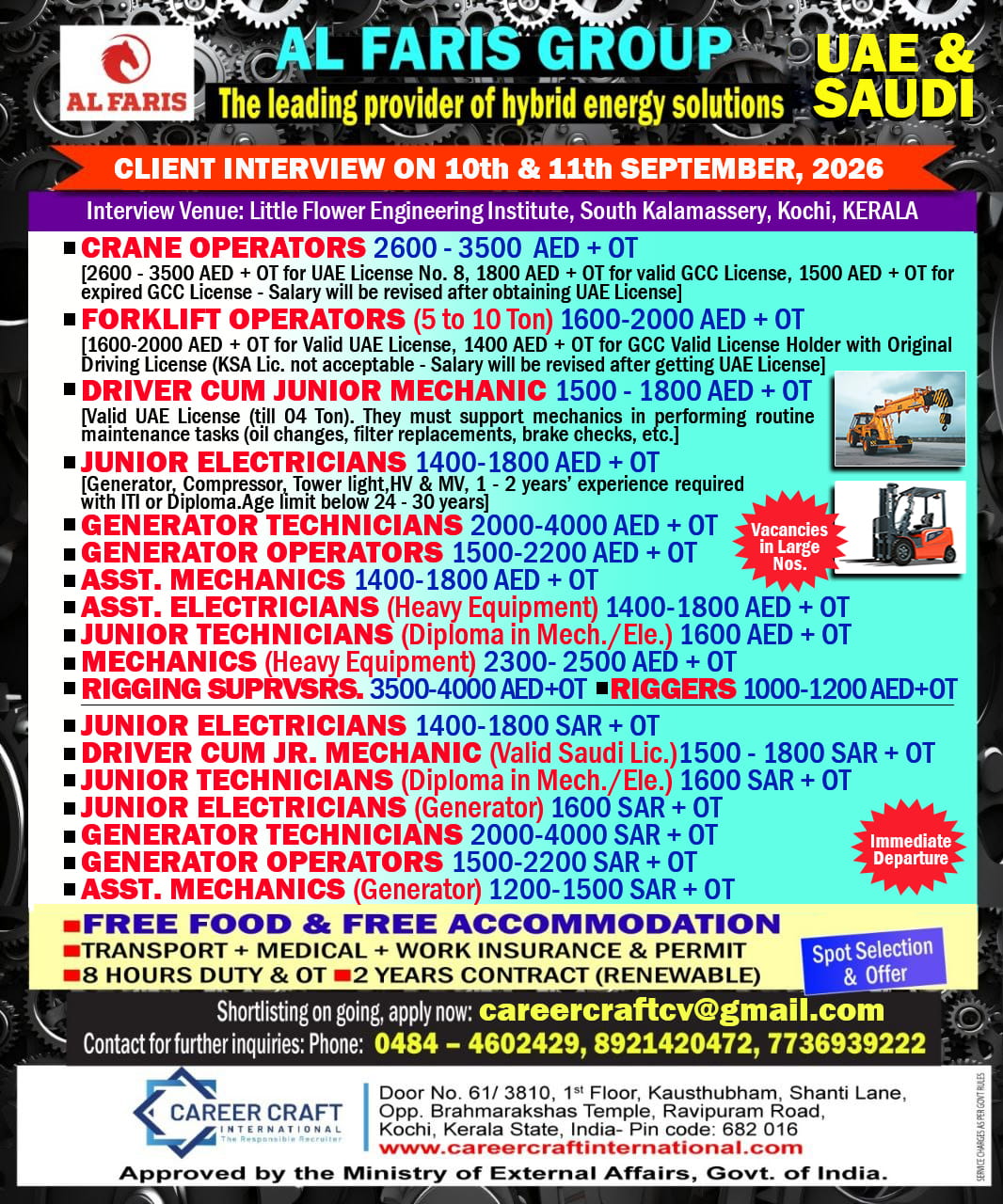 AL FARIS GROUP CONDUCTS A DIRECT CLIENT INTERVIEW AT KOCHI ON 10TH AND 11TH SEPTEMBER, 2026 -