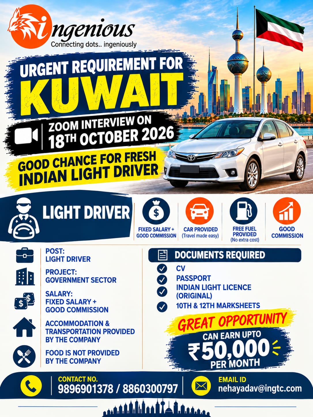 FRESH INDIAN DRIVERS INTERVIEW 18TH OCTOBER 2026 -KUWAIT(ZOOM INTERVIEW)
