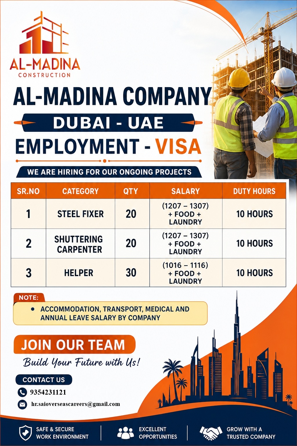 Immediate Hiring | Dubai, UAE 🇦🇪 | Employment Visa — Sai Overseas Careers, UAE