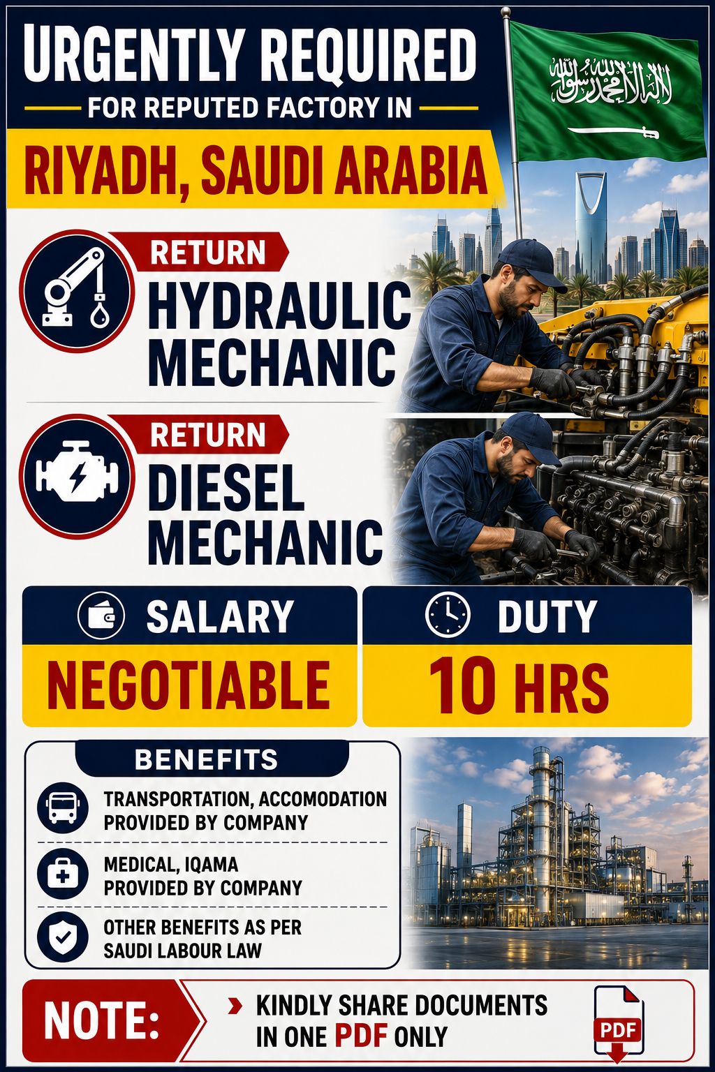 Return Hydraulic Mechanic & Return Diesel Mechanic