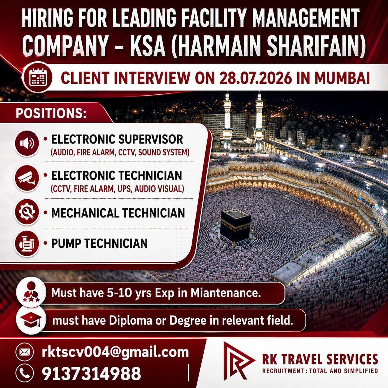 Facility Management Company - KSA (Harmain Sharifain) — RK Travel Services, Saudi Arabia, Saudi Arabia