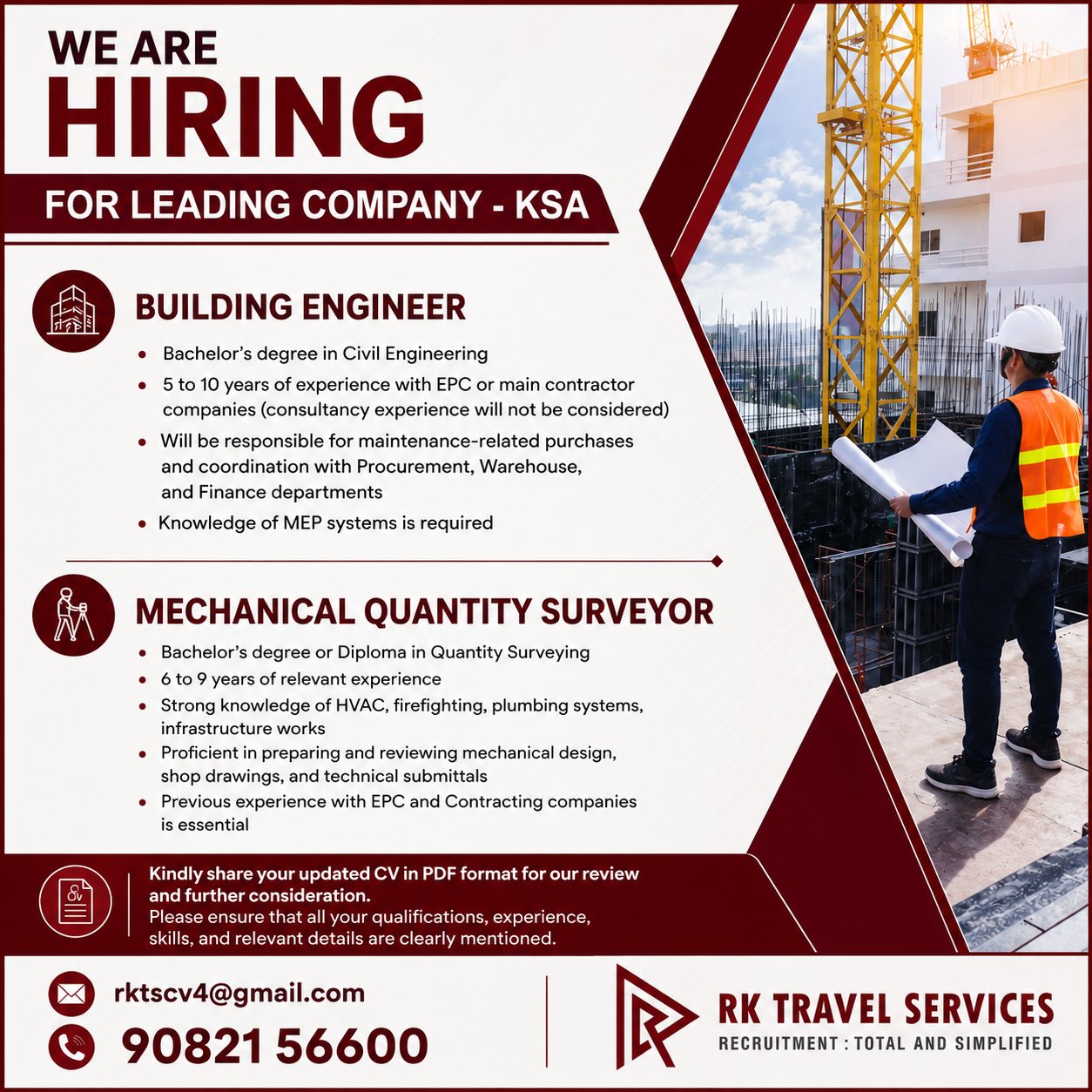 Building Engineer & Mechanical Quantity Surveyor