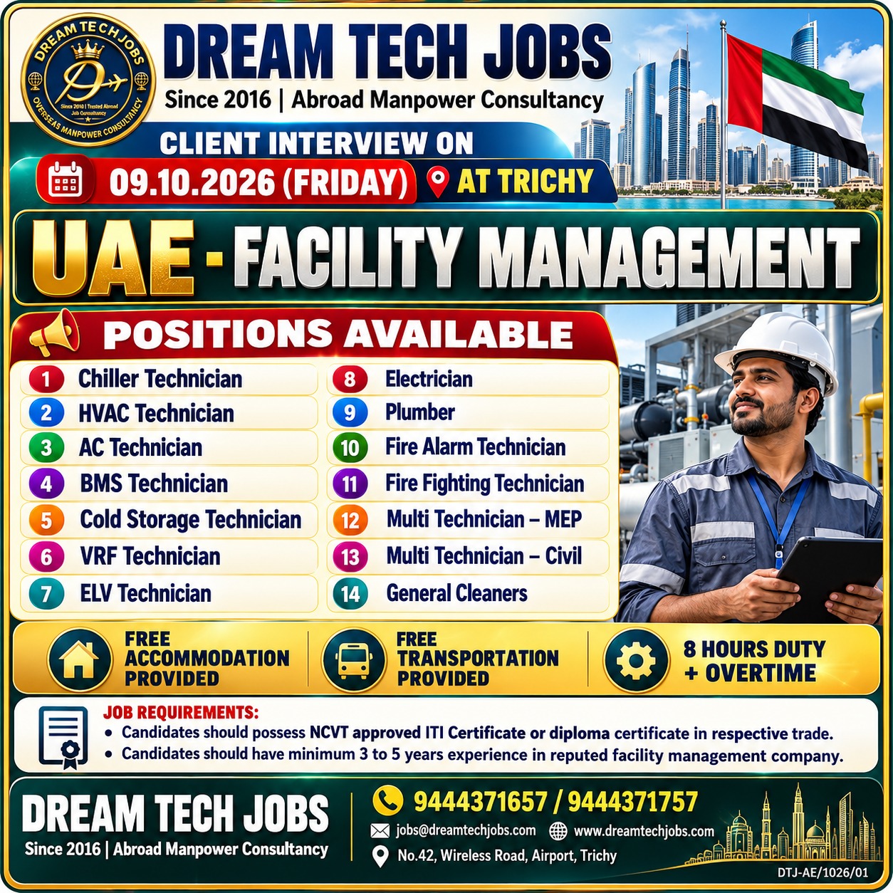 UAE Facility Management — DREAM TECH JOBS -TRICHY, United Arab Emirates, United Arab Emirates