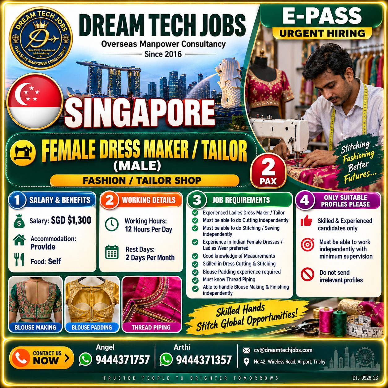 Female Dress Maker / Tailor (Male)
