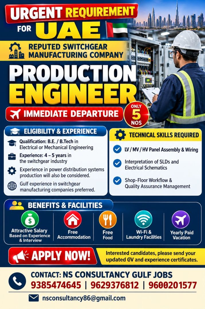 Production Engineer — nsconsultancy, UAE, UAE