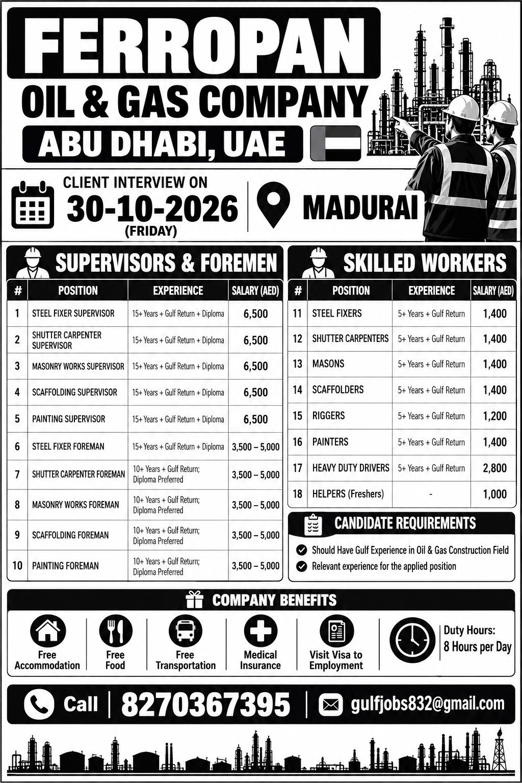 Oil & Gas Construction Positions