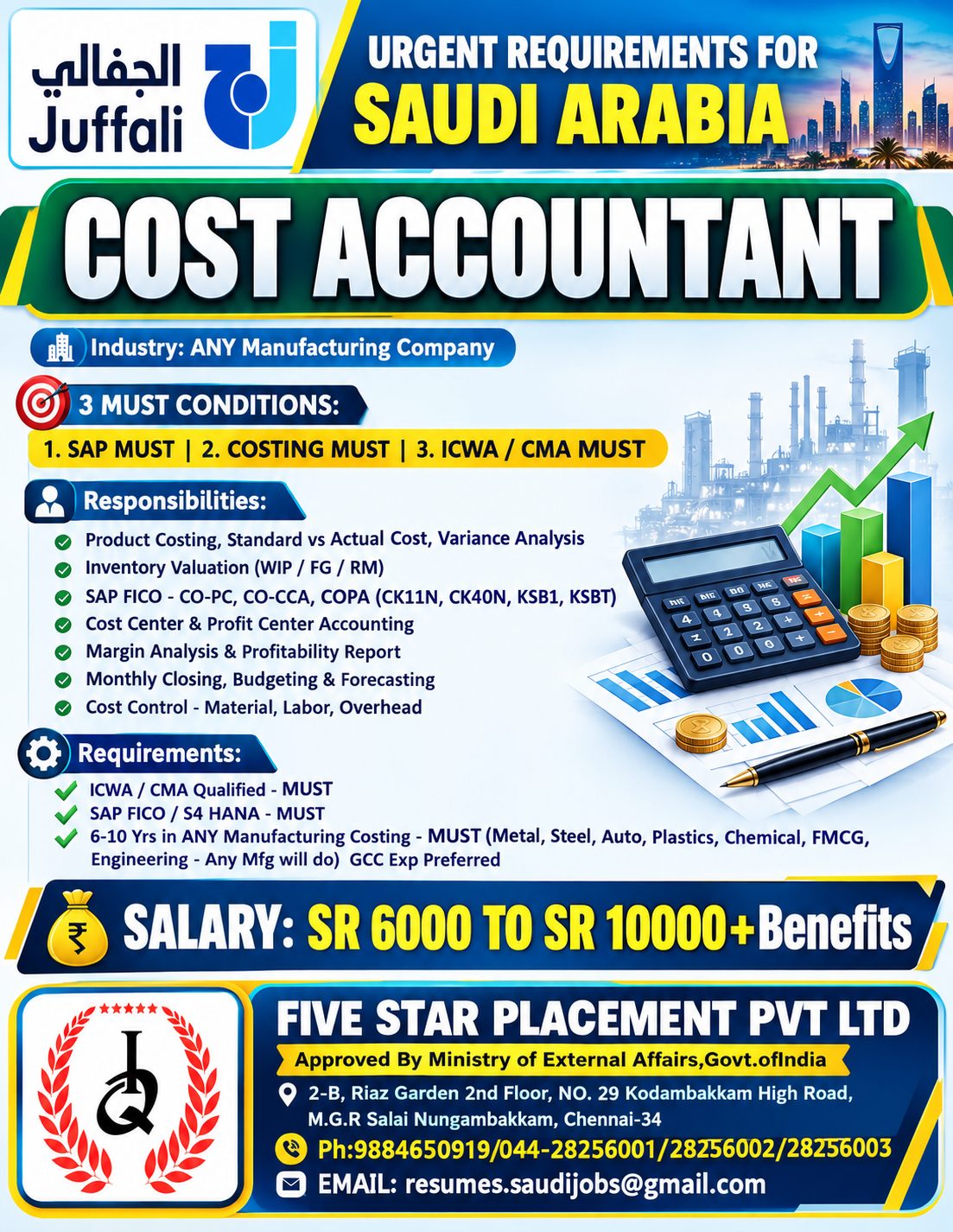 URGENT REQUIREMENTS FOR SAUDI ARABIA - ALJUFFALI - ONLINE INTERVIEW