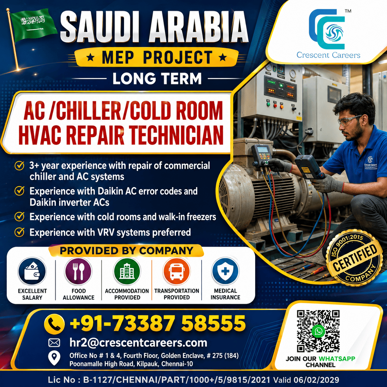 AC/Chiller/Cold Room HVAC Repair Technician