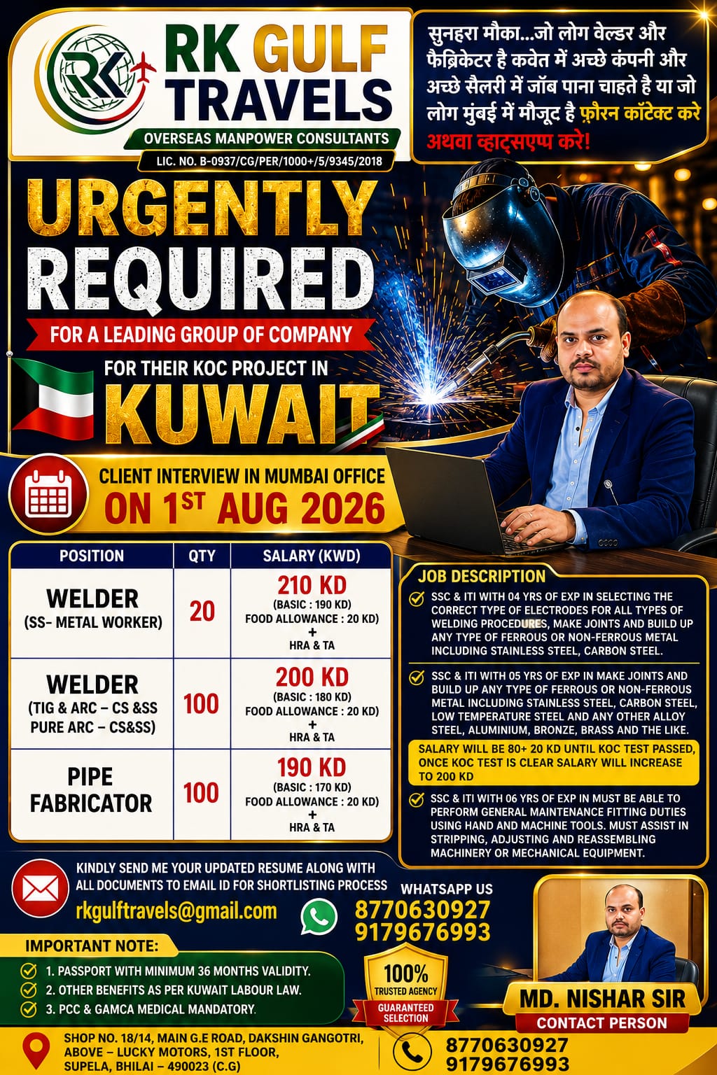 HIRING FOR A LEADING GROUP OF COMPANY – KUWAIT.