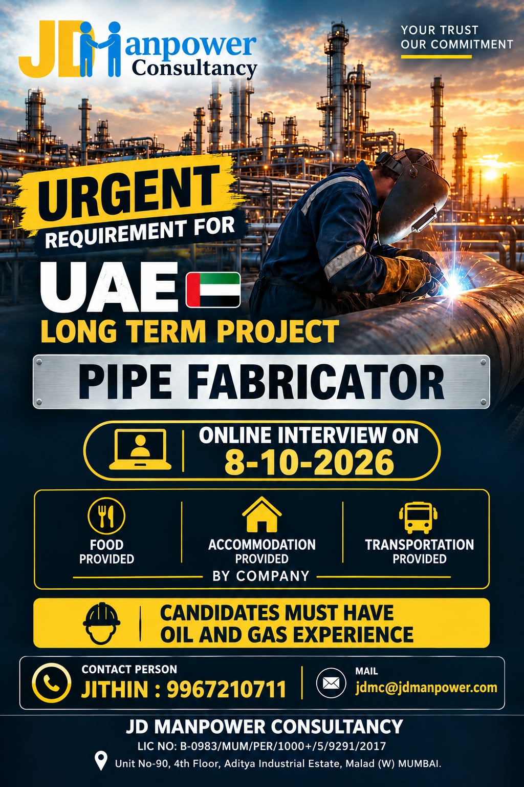 Pipe Fabricator — JD Manpower Consultancy, UAE, UAE