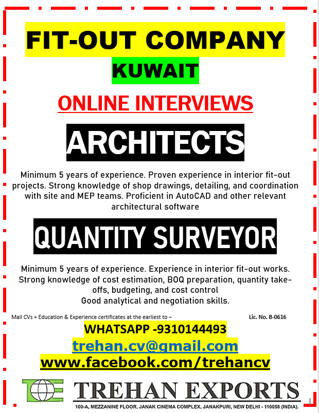 Architects & Quantity Surveyor — M / s Trehan Exports, Kuwait