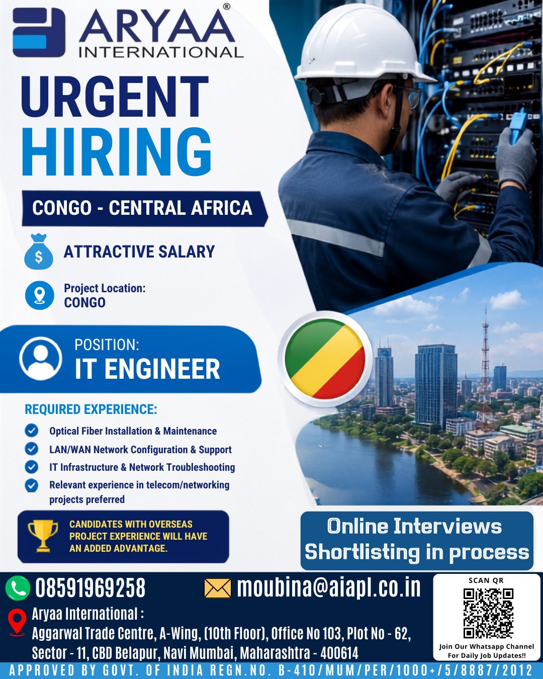 IT Engineer — Aryaa International, Congo