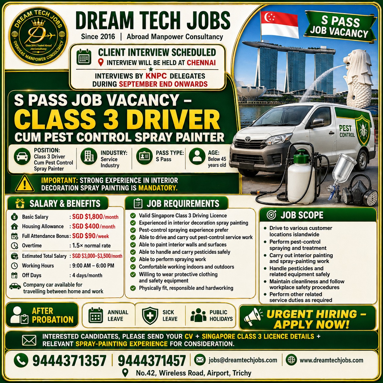 Class 3 Driver Cum Pest Control Spray Painter