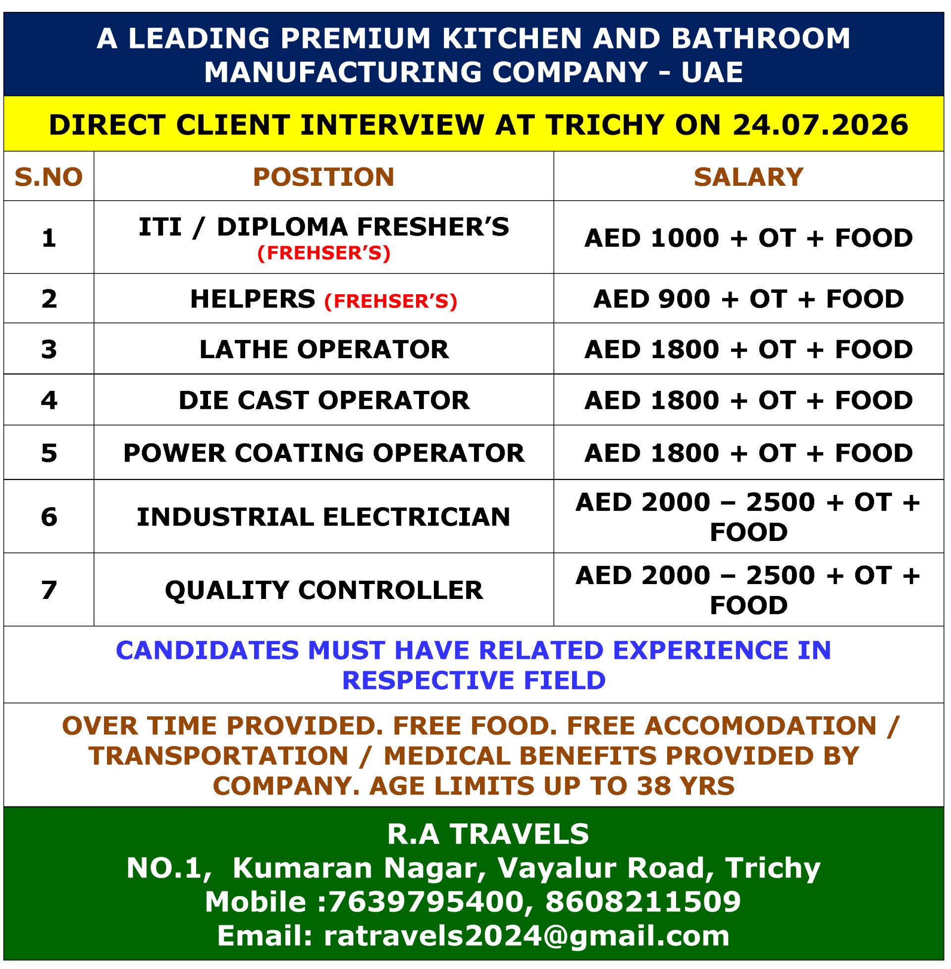 A LEADING PREMIUM KITCHEN AND BATHROOM MANUFACTURING COMPANY - UAE — R.A Travels, DUBAI, DUBAI