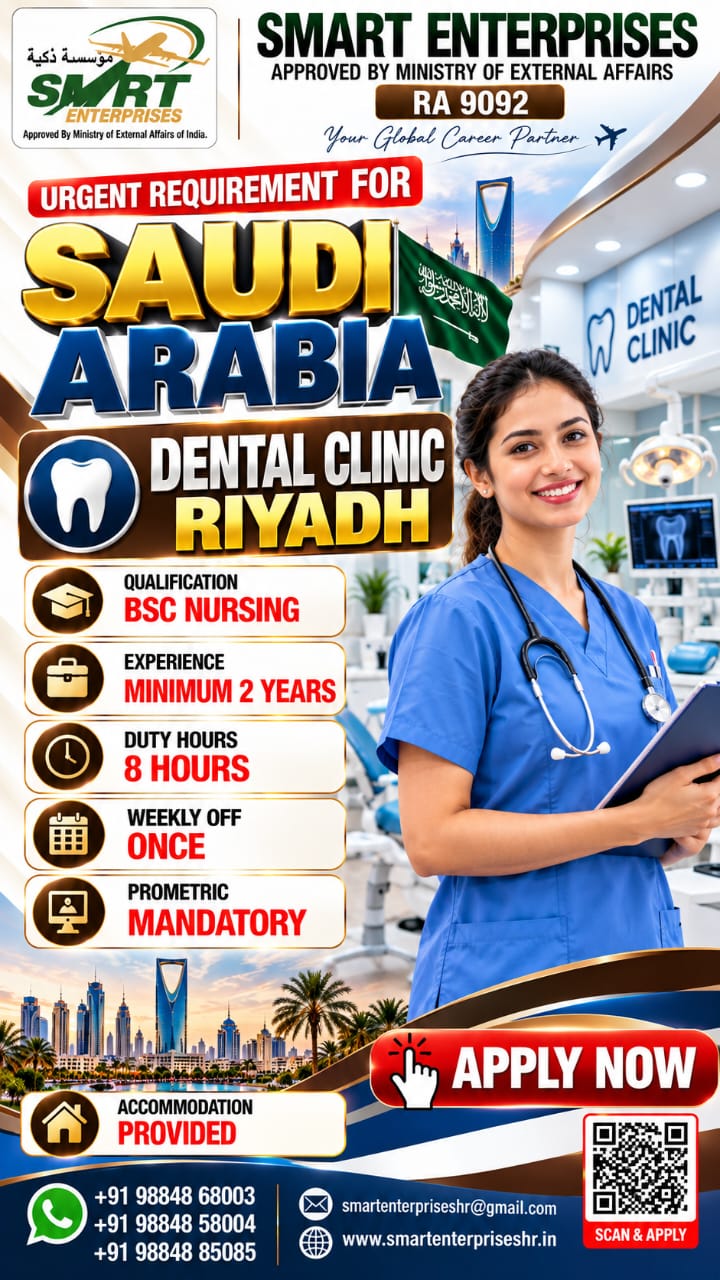 FEMALE NURSES FOR RIYADH — smartenterpriseshr@gmail.com, SAUDI ARABIA, SAUDI ARABIA