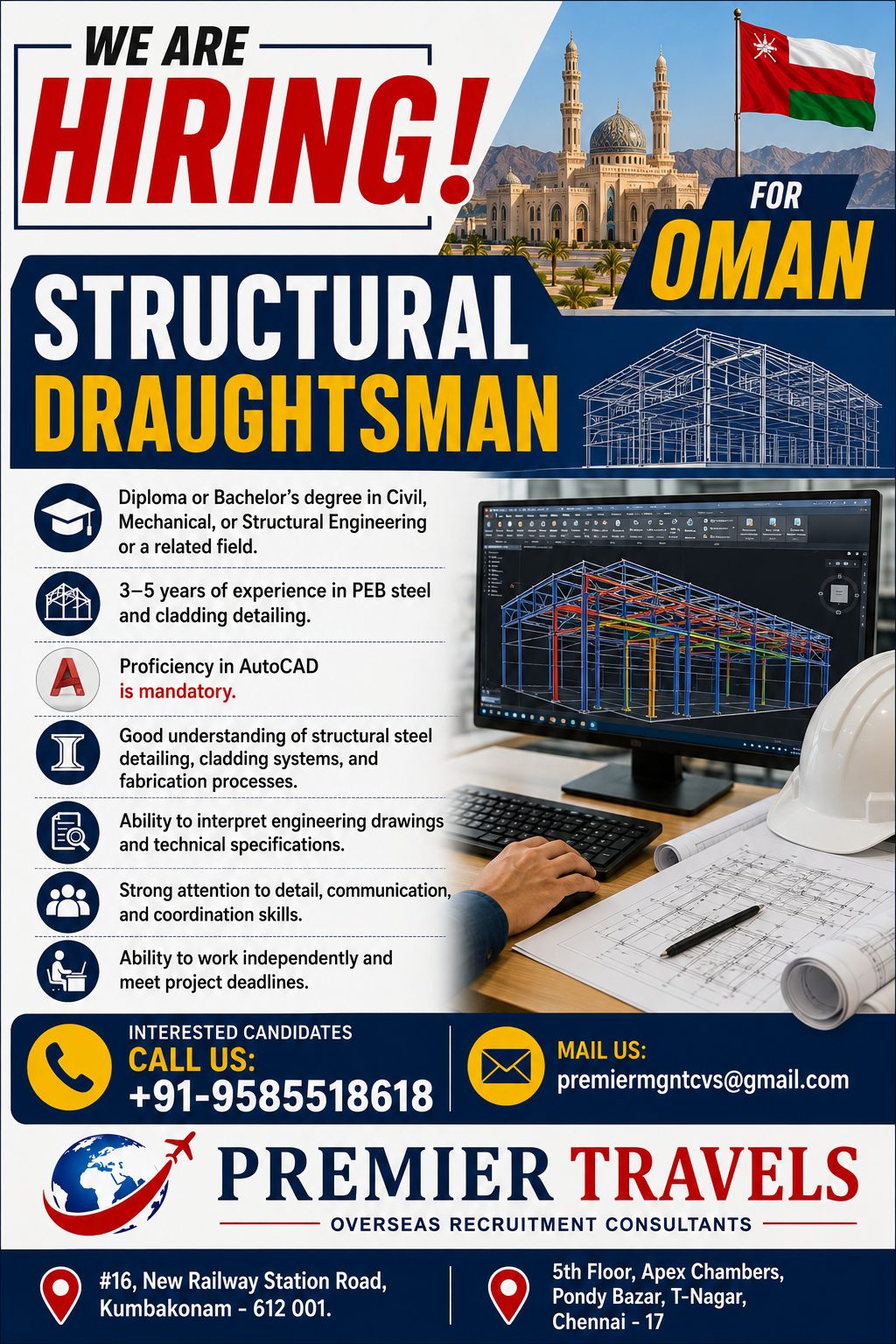 Hiring for Oman Structual Draughtsman