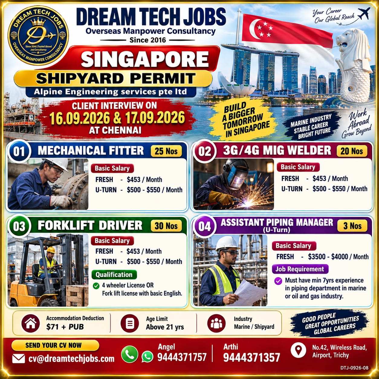 Singapore Shipyard Permit - Alpine Engineering Services Pte Ltd — DREAM TECH JOBS -TRICHY, Singapore