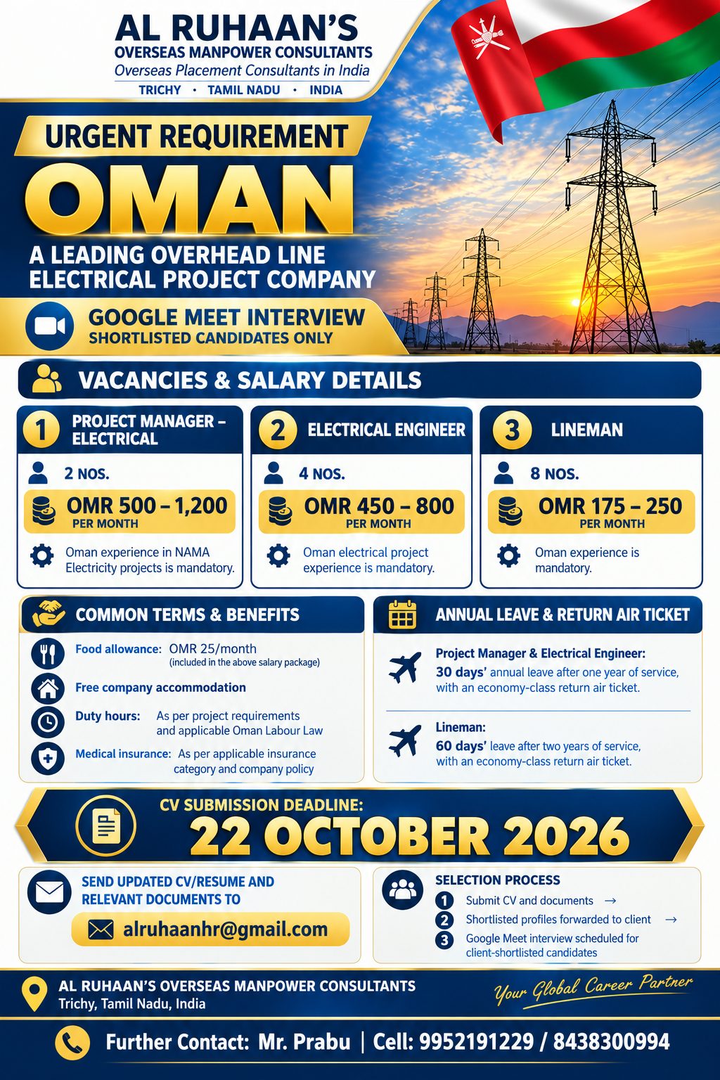 Overhead Line Electrical Project - Oman