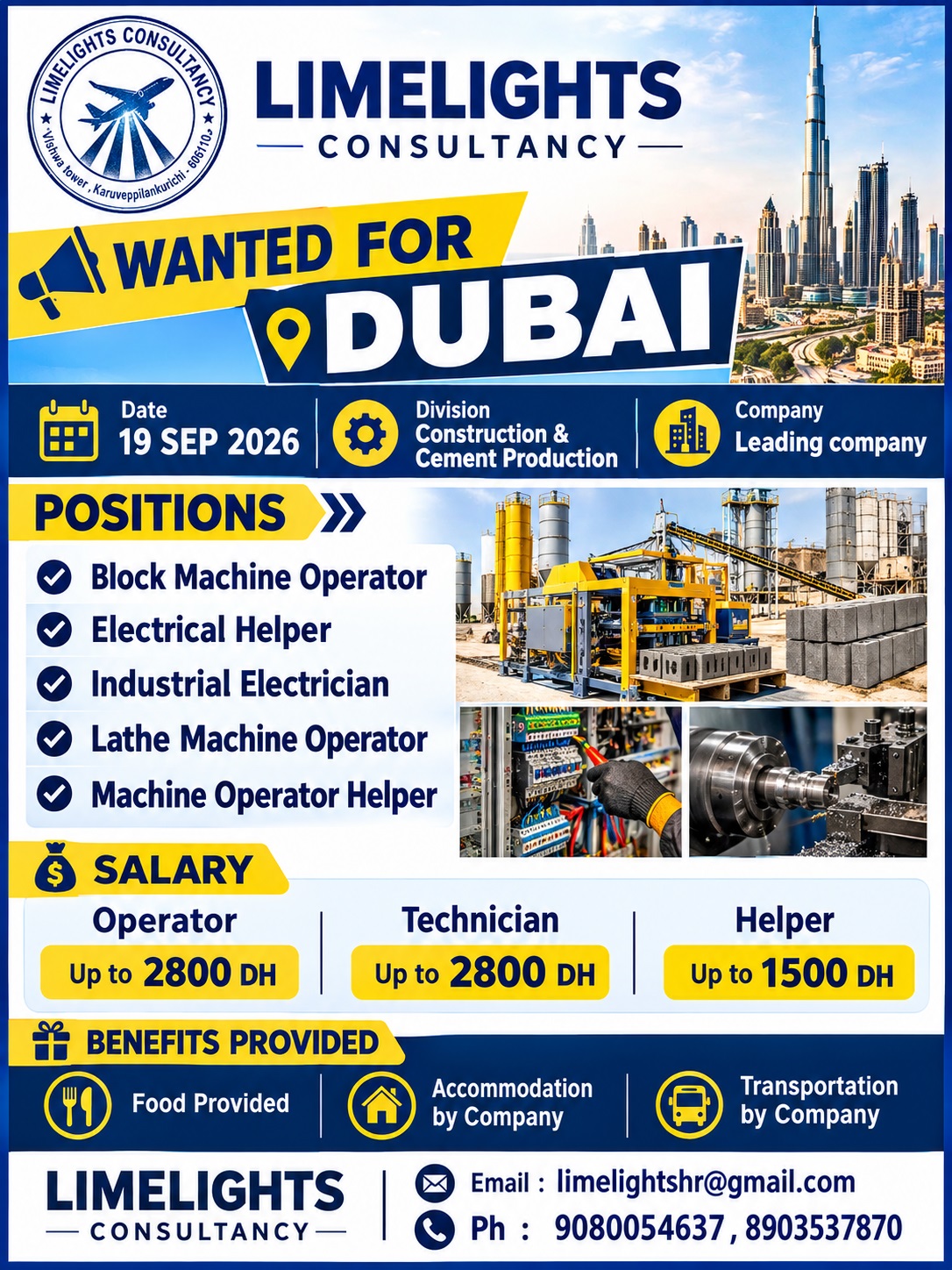 Multiple Positions - Construction & Cement Production