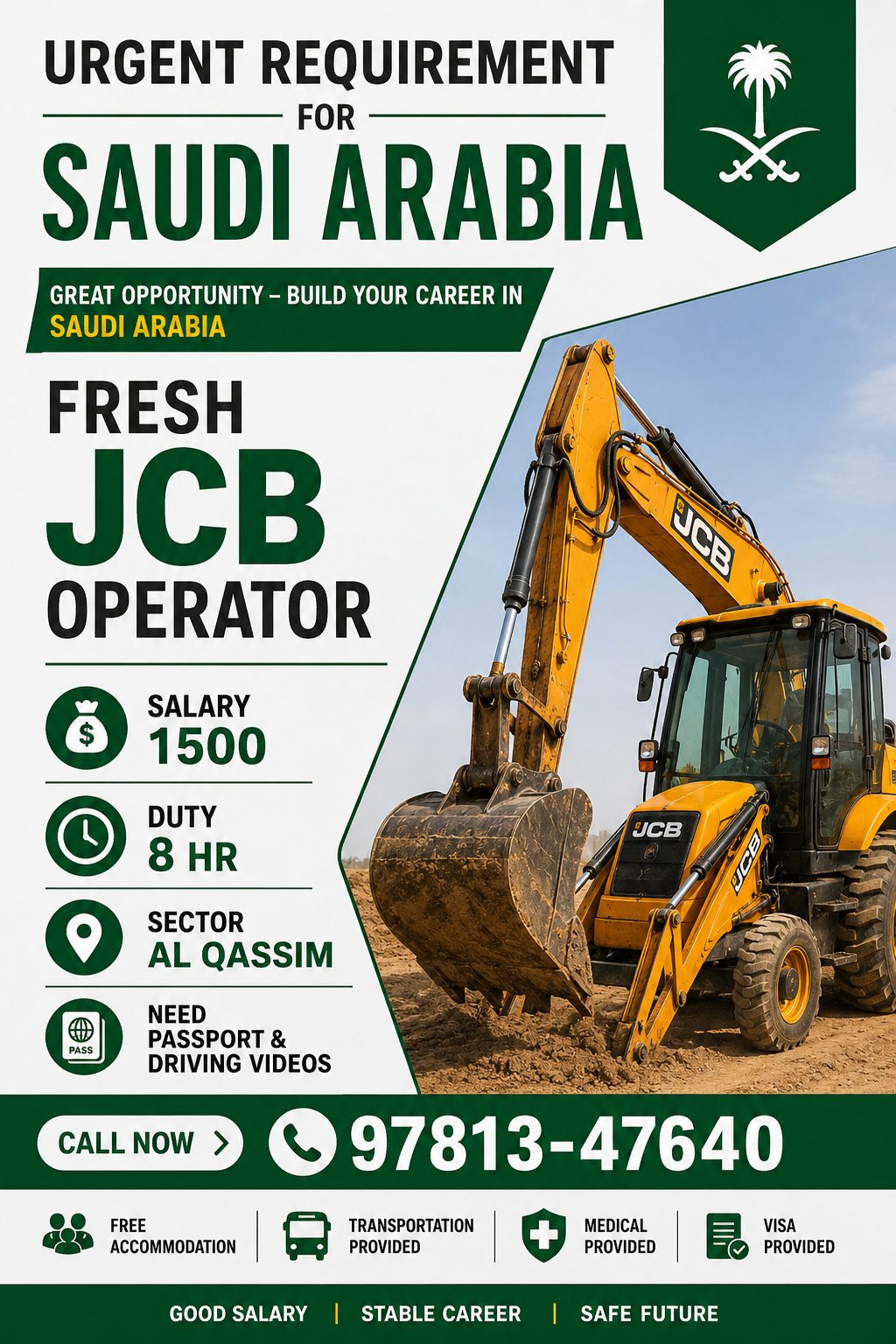 JCB OPERATOR — Gulf Travel Agency, Saudi Arabia, Saudi Arabia