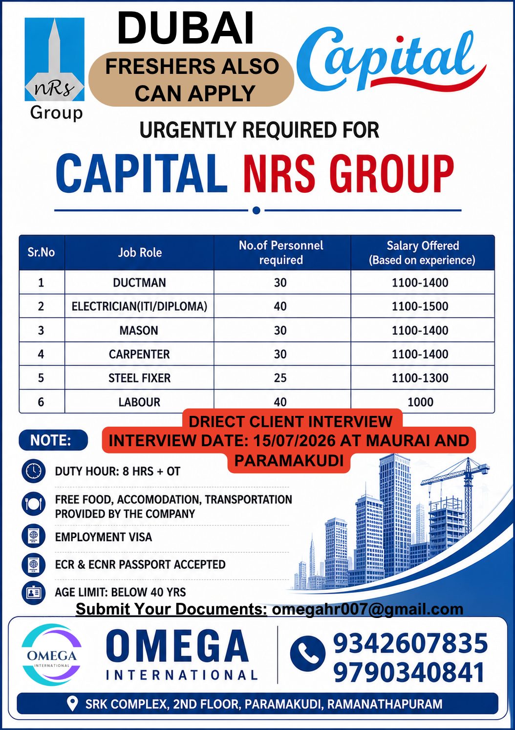 Capital NRS Group Recruitment — OMEGA INTERNATIONAL HR SOLUTIONS, United Arab Emirates, United Arab Emirates