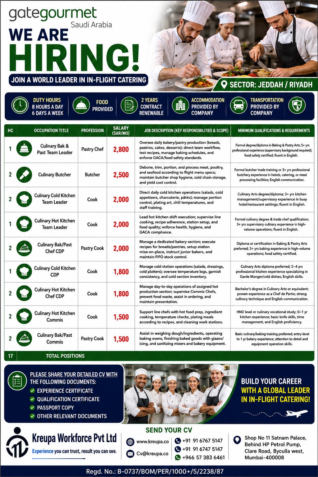 Catering Job in KSA