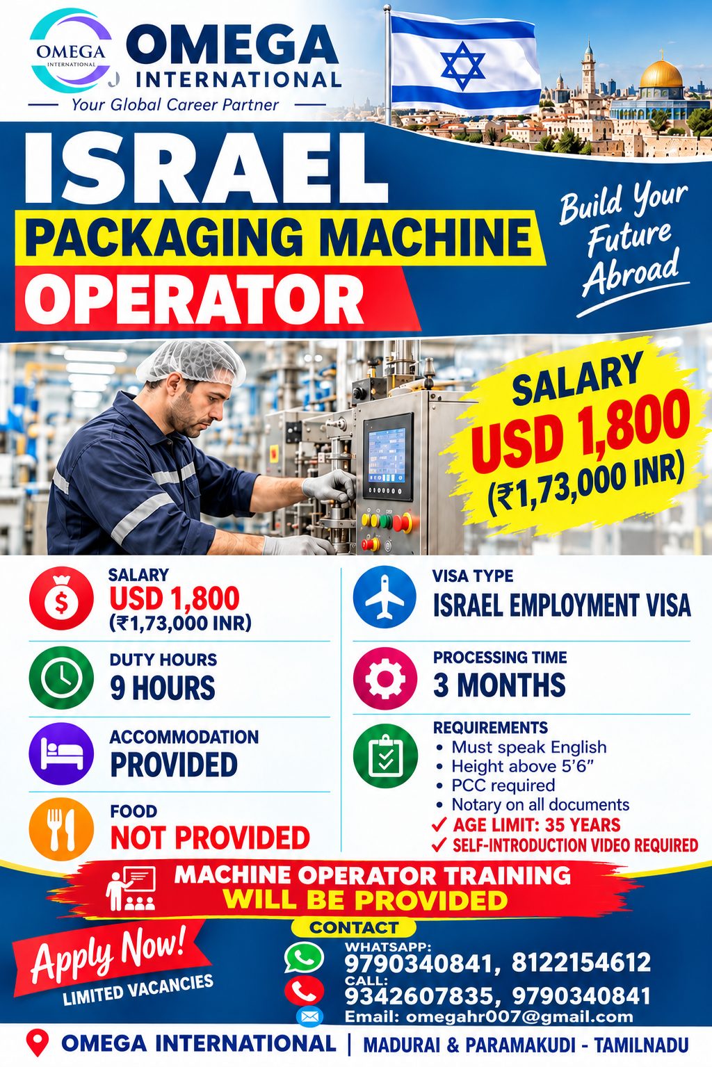 Packaging Machine Operator — OMEGA INTERNATIONAL HR SOLUTIONS, Israel, Israel