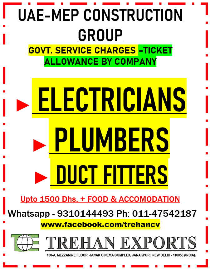 UAE-MEP Construction Group Recruitment