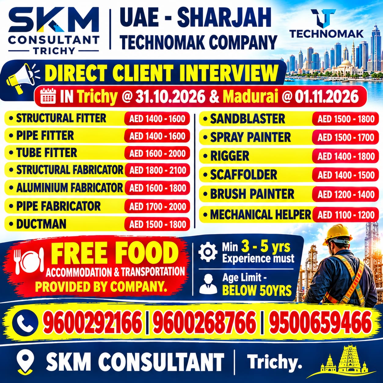 Multiple Skilled Positions - UAE Sharjah